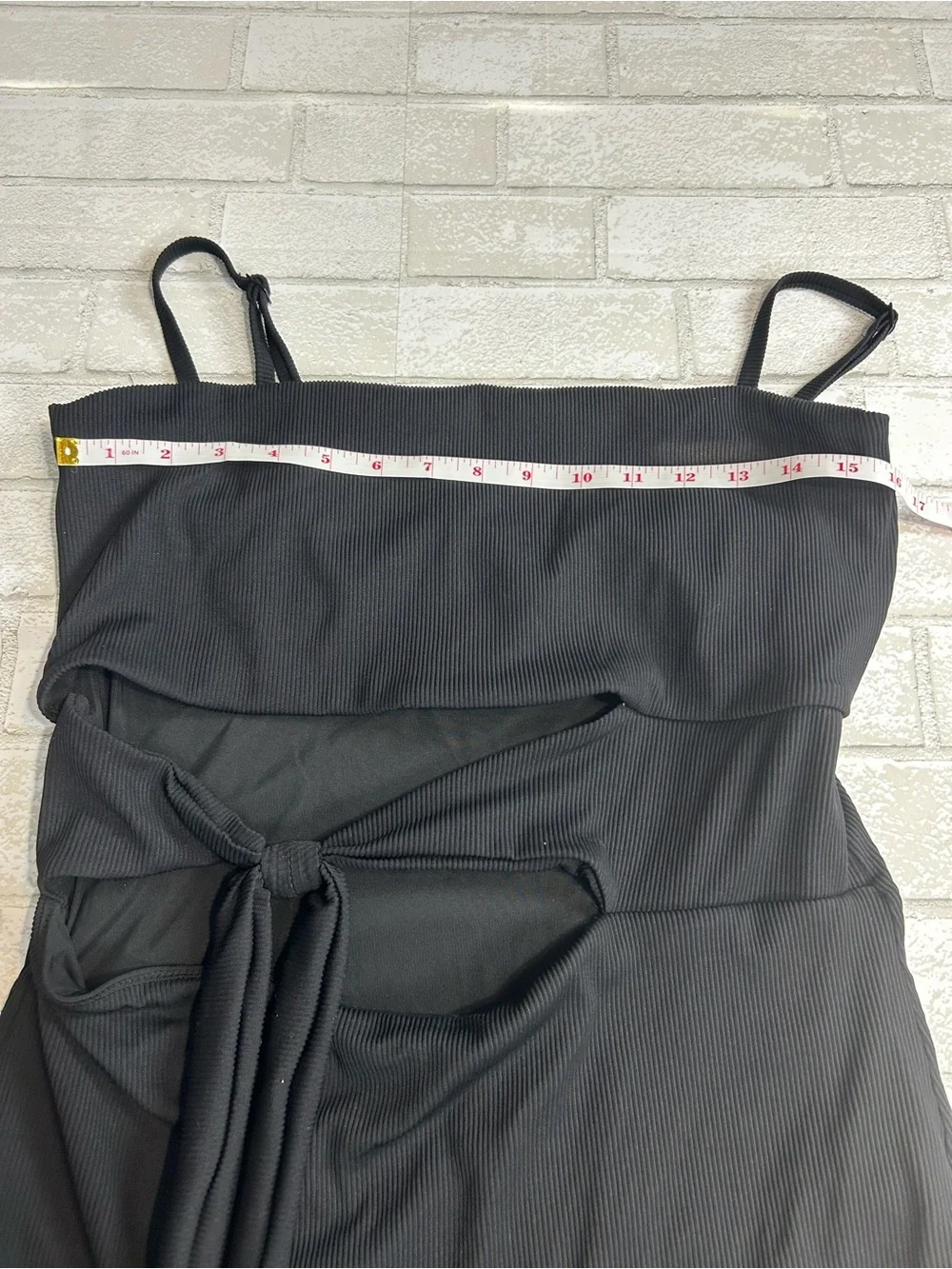 Aerie Ribbed Black One-Piece Swimsuit with Front Tie Size XXL Long